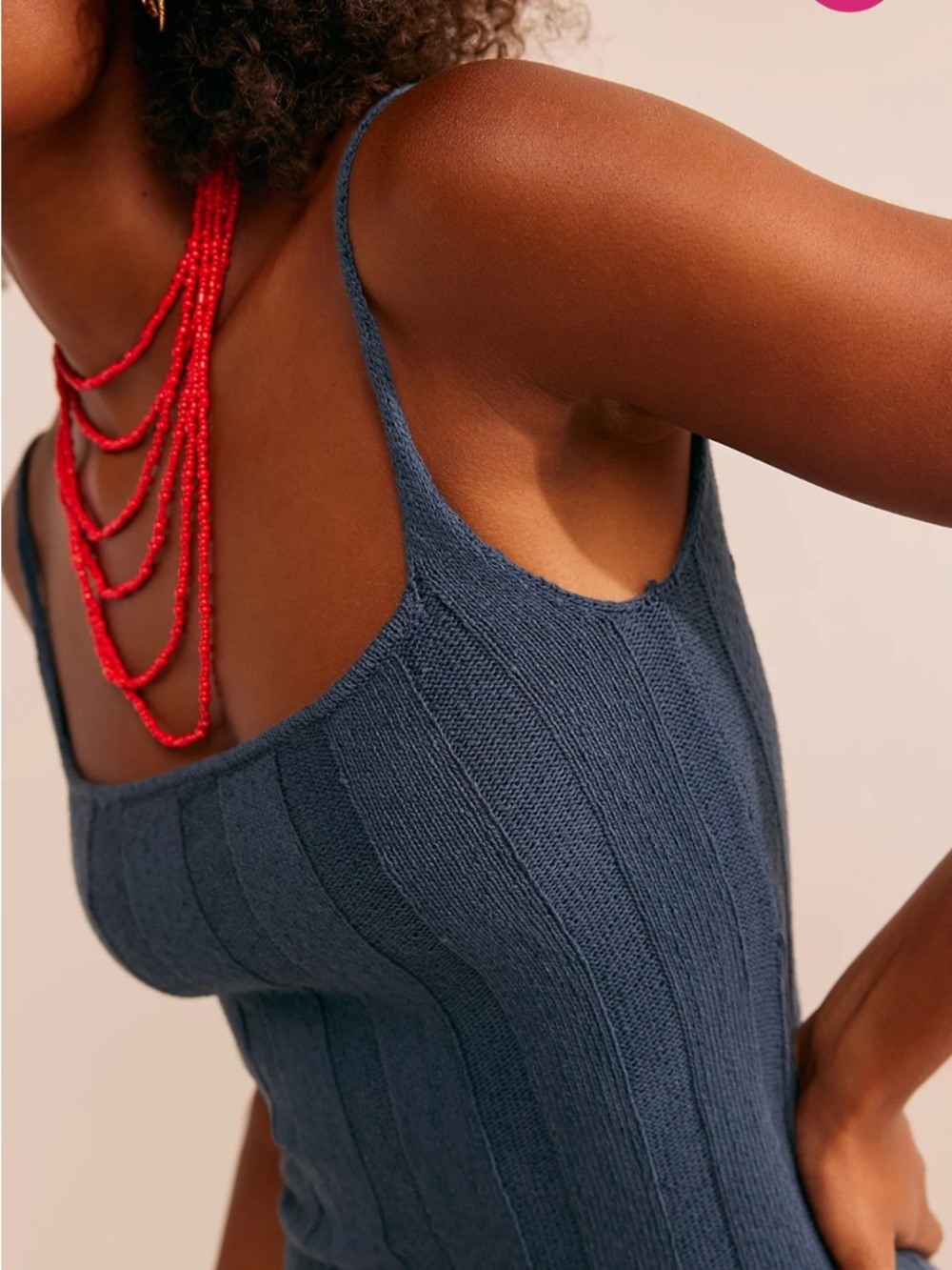 FP BEACH Stellar Ribbed Knit Sleeveless Mini Sweater Dress Blue Small - Picture 13 of 13
